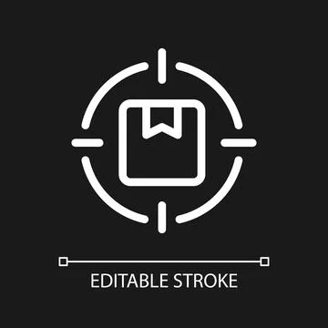 Focus on parcel pixel perfect white linear ui icon for dark theme Illustrazione stock