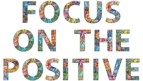 FOCUS ON THE POSITIVE. Vector decorative object for decoration 库存插图
