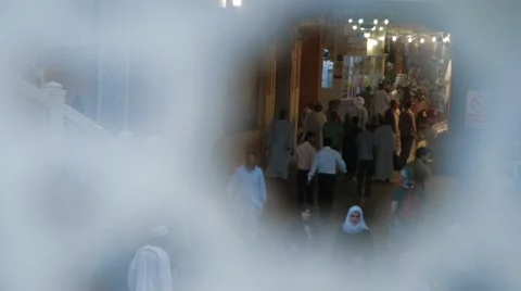 Focus Pull of an aisle insde Souk Mutrah Stock Footage 45842399