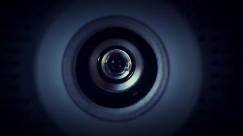 Focus pull and zoom through a surveillance camera lens Video stock 269671887