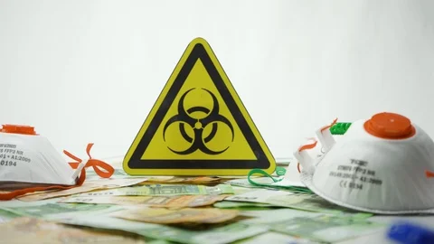 Focus Pull Face Mask Biohazard Stock Footage 125872955