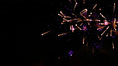 Focus pull into fireworks with left side copy space Video stock 234063081