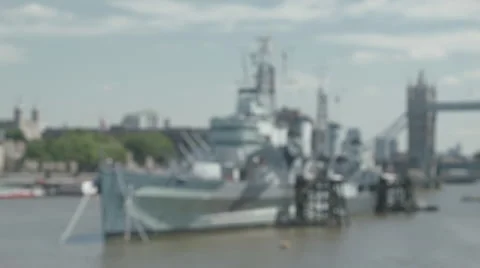 Focus Pull of HMS Belfast Stock Footage 44124748
