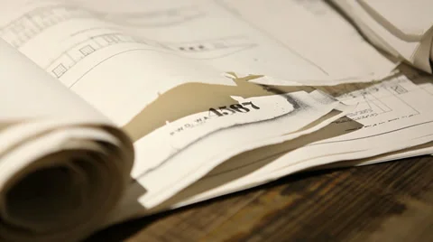 Focus Pull Of Inked Papers On Desk Stock Footage 34284626