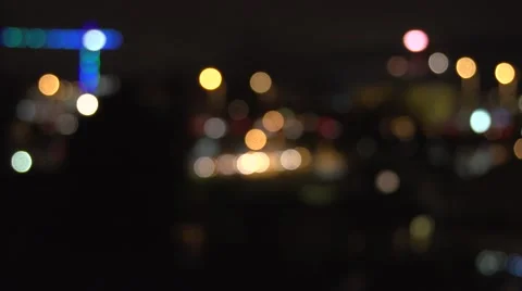 Focus pull of night city shot Stock Footage 49118201