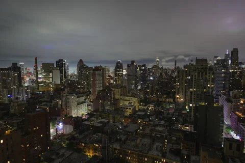 Focus Pull Night Cityscape Timelapse Full Frame Stock Footage 244482118