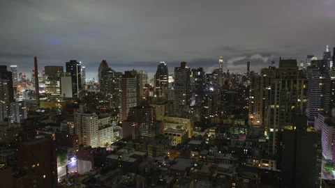 Focus Pull Night Cityscape Timelapse Zoom Out Stock Footage 244483324