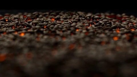 Focus pull over hot roasting coffe beans Stock Footage 129493446