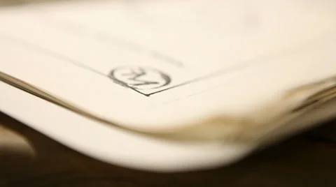 Focus Pull Over Inked Paper Stock Footage 34284489