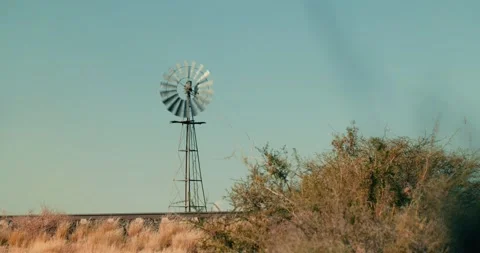 Focus Pull on Pinwheel by Desert Train Tracks Namibia Stock Footage 321771170