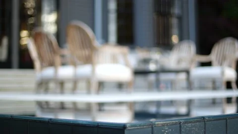 Focus pull of seating in luxury home with water feature and fancy chairs. Stock Footage 198024468