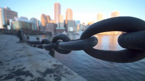Focus pull slider time-lapse of Boston Harbor at Sunrise Stock Footage 102388041