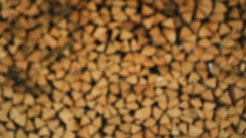 Focus Pull Of Stacked Arrangement Of Chopped Fire Wood. Stock Footage 109167804