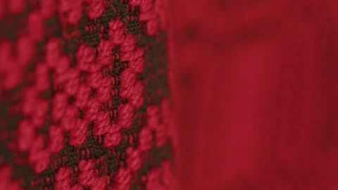 Focus pulling on old woollen blanket surface 4K video Stock Footage 221954947