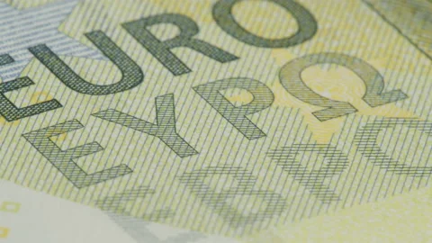 Focus pulling over banknote of EU 4K video Stock Footage 192820088