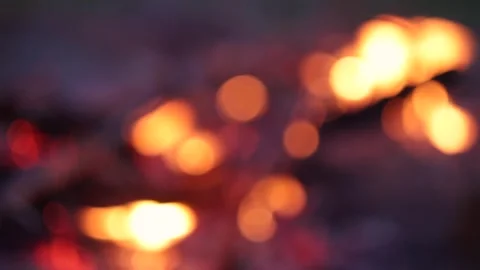 Focus Rack to Campfire in the Evening Closeup Stock Footage 321429621