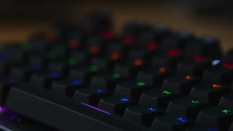 Focus rack of LED keys on a mechanical P... | Stock Video | Pond5