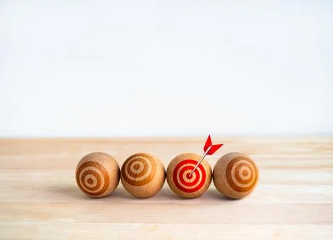 Focus on the right target, objective, business goals concepts. Red bullseye.. Stock Photos
