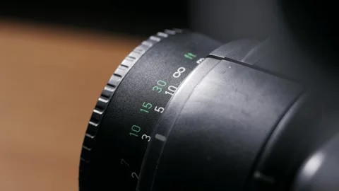 Focus Ring Rotating Along Lens Distance Scale Video stock 328479696