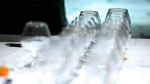 Focus on row of glass - sequence shot Video stock 836855