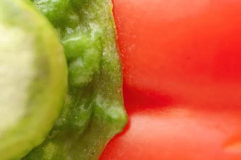 Focus selective, Red bell pepper cutout, healthy vegetables, red and green Stock Photos