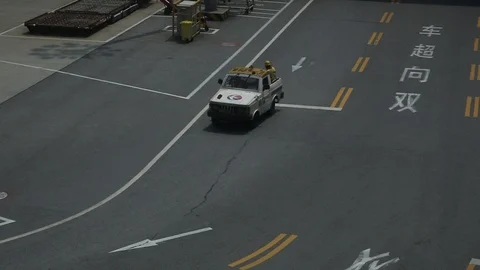 Focus On Service Vehicles, Airport shangai, China Stock Footage 107328341