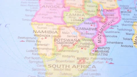 Focus Shift on Botswana Landscape &amp; Political Map 5.4K Horizontal Stock Footage 330179603