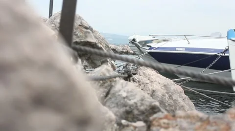Focus Shift From A Rock To A Boat Stock Footage 52385449
