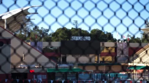 Focus shift to Stanford Avery Aquatic Center complex Stock Footage 236572679