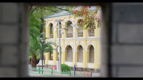 Focus Shift from Stone Frame to Building for Mindfulness Background Use Stock Footage 327797243