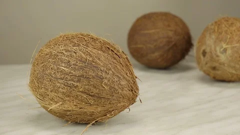 Focus shifting from one coconut to another Stock Footage 122243535
