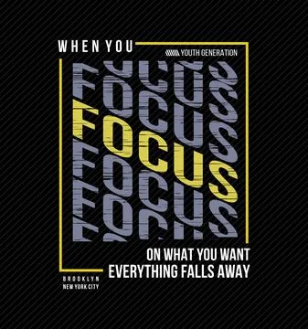 FOCUS Slogan design typography, vector design text illustration, poster, bann Stock Illustration