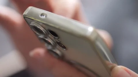 Focus on smartphone camera lenses Stock Footage 341460781