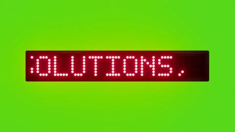 FOCUS ON SOLUTIONS, NOT PROBLEMS Scrolling Red Dot Matrix LED Text Animation on Stock Footage 317365252