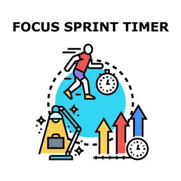 Focus sprint timer process for productivity and growth Stock Illustration