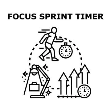 Focus sprint timer process for productivity and growth Stock Illustration
