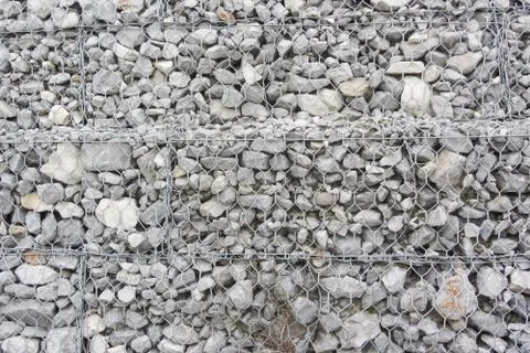 Focus on stacked gabions Stock Photos