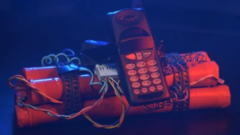 Focus On a Terrorist Hand Made Bomb With a Phone Attached Stock Footage 90711021