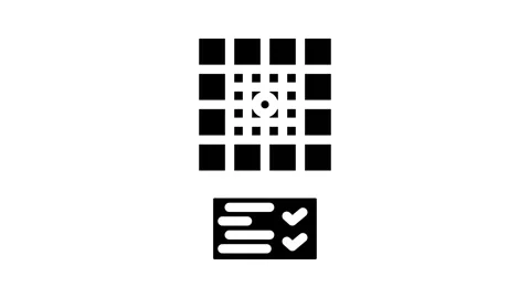 Focus test optometry vision eye glyph icon animation Stock Footage 326730186