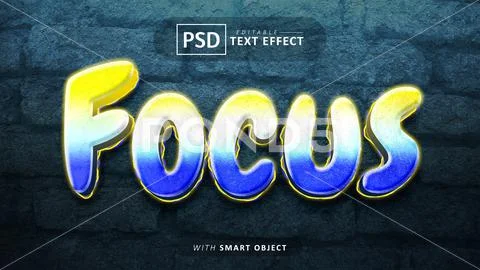 Focus text - editable 3d font effects PSD Template