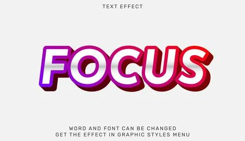 Focus text effect template in 3d design Illustration