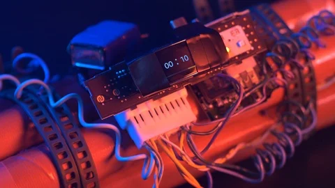 Focus on The Timer Of a Hand Made bomb Countdown Stock Footage 90711525