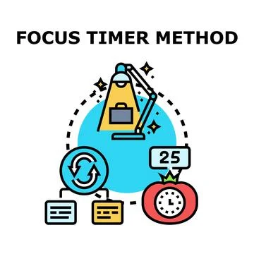 Focus timer method for effective task management Stock Illustration