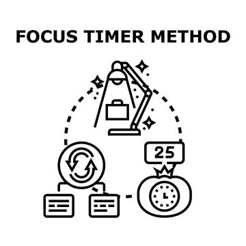 Focus timer method for effective task management Stock Illustration