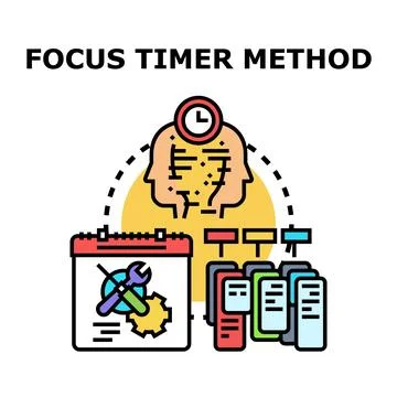 Focus timer method managing tasks and time productivity 스톡 일러스트