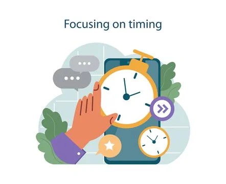 Focus on timing to conduct difficult negotiation. Business characters 库存插图