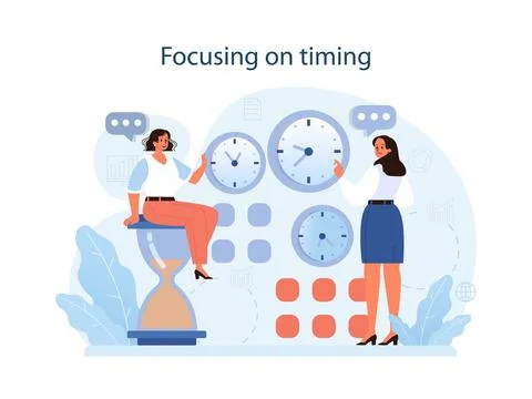 Focus on timing to conduct difficult negotiation. Business characters 库存插图