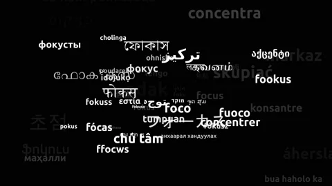 Focus Translated in 61 Worldwide Languages Endless Looping 3d Zooming Wordclo Stock Footage 145200144