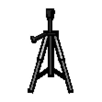 Focus tripod camera pixel art vector illustration Stock Illustration