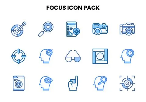 Focus Two Colour Icons Pack Stock Illustration